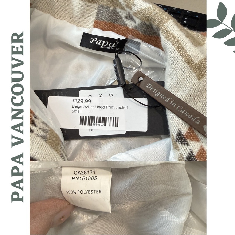 Papa Vancouver Aztec Shacket Jacket Small NWT - Picture 8 of 8